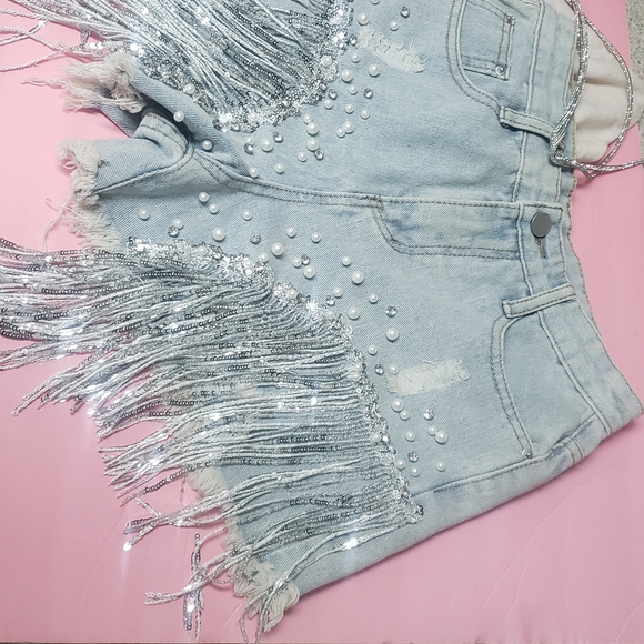 Light Blue Denim Shorts - Picture 13 of 14